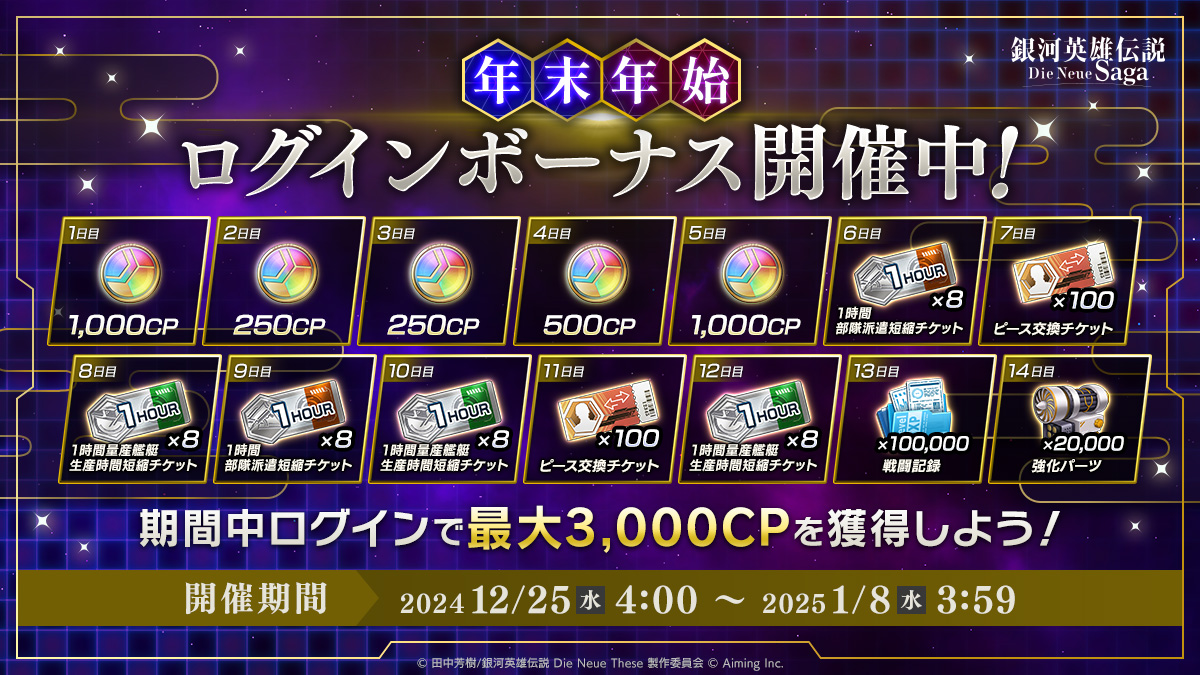 「年末年始ログインボーナス」開催中!